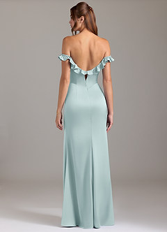 Azazie Callie Brautjungfernkleider Wandelbar A-Linie Gestreift Stretch-Satin Kleid Nebel image7