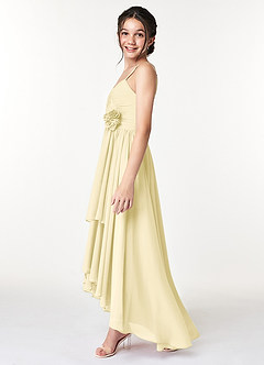 Azazie Catalina Junior Robe Trapèze en Mousseline de soie Rayé Sorbet Citron image5