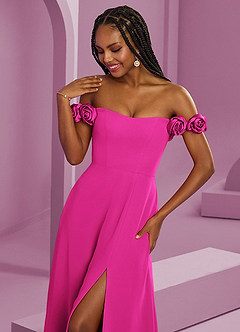Barbie ♥ Azazie Bridesmaid Dresses Barbie Pink A-Line Off the Shoulder Chiffon Convertible Dress image7