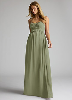 Azazie Llana At-home Try On Dresses A-Line Chiffon Floor-Length Dress image3