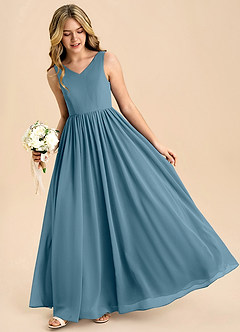 Azazie Hathaway Junior Bermuda A-Line Bow Chiffon Dress image4