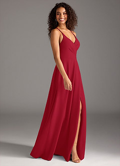Azazie Davis Bridesmaid Dresses Scarlet A-Line Pleated Stretch Crepe Dress image5