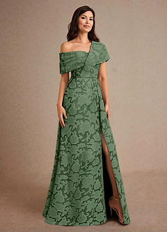 Azazie Milton Mother of the Bride Dresses Eucalyptus A-Line Pleated Floral Burnout Dress image5
