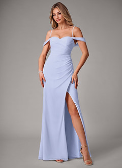 Azazie Haisley Robes de demoiselle d'honneur Robe Fourreau Convertible en Mousseline de soie Épaule décolletée Lavande image5