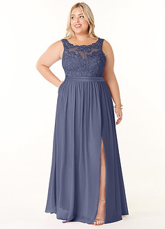 Azazie Elly Bridesmaid Dresses Stormy A-Line Lace Scoop Neck Chiffon Dress image7
