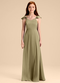 Azazie Everett Junior Klä av A-Line i Stretch Satin Rosett image6