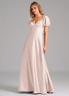 Azazie Fatima Brautjungfernkleider A-Linie Plissee Stretch-Satin Kleid Zartrosa image4