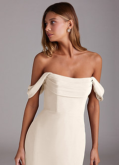 Azazie Saige Bridesmaid Dresses White Alabaster A-Line Off the Shoulder Chiffon Convertible Dress image5
