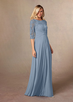 Azazie Zinnia Abiti per la Madre della Sposa Abito A-Line in Chiffon Lustrini Blu Polveroso image3