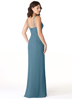 Azazie Leo 신부 들러리 드레스 인어 주름진 쉬폰 바닥 길이 드레스 image4