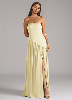 Azazie Adeline Bridesmaid Dresses Lemon Sorbet A-Line Strapless Stretch Satin Convertible Dress image3
