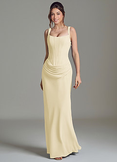 Azazie Niamh Abiti da Damigella Abito Sirena in Chiffon Corsetto Sorbetto Al Limone image4