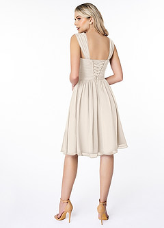 Azazie Angie Bridesmaid Dresses White Alabaster A-Line Corset Chiffon Dress image2