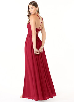 Azazie Aaida Bridesmaid Dresses Scarlet A-Line Corset Chiffon Dress image5