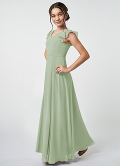 Azazie Claudine Junior Dusty Sage A-Line Pleated Chiffon Dress image3
