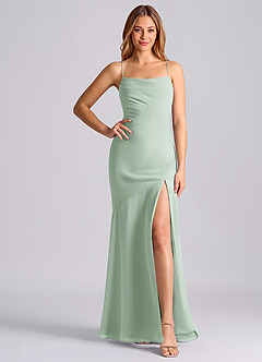 Azazie Grata Bridesmaid Dresses Agave Mermaid Pleated Chiffon Dress image6