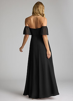 Azazie Sue Bridesmaid Dresses Black A-Line Off the Shoulder Chiffon Convertible Dress image4
