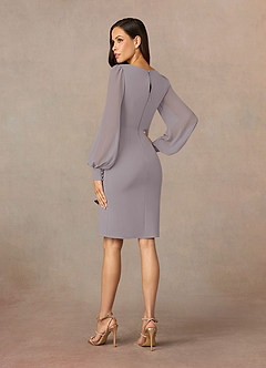 Azazie Karen Mère de la mariée Robes Robe Fourreau en Crêpe Élastique Plissée Crépuscule image4