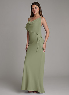 Azazie Yura Brautjungfernkleider Meerjungfrau-Linie Schulterfrei Chiffon Kleid Pistazie image5