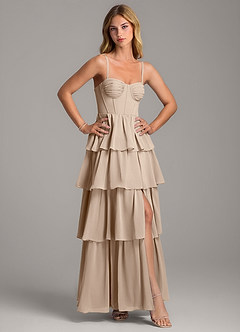 Azazie Alanna Bridesmaid Dresses Taupe A-Line Sweetheart Neckline Chiffon Dress image5