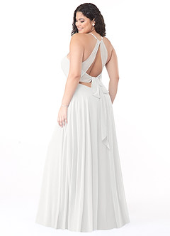 Azazie Evalleen Robes de demoiselle d'honneur Robe Trapèze en Mousseline de soie Plissée Blanc image8