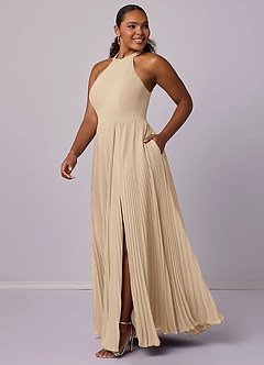 Barbie ♥ Azazie Bridesmaid Dresses Champagne A-Line Pleated Chiffon Dress image10