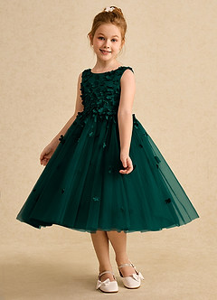 Azazie Lana Flower Girl Klänningar Klänning A-Line i Matt satäng Ärmlös image3