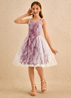 Azazie Cubbie Girls Formal Flower Girl Dresses Mulberry A-Line Lace Dress image1