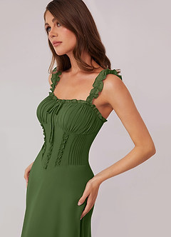 Barbie ♥ Azazie Bridesmaid Dresses Olive A-Line Sweetheart Neckline Chiffon Dress image5