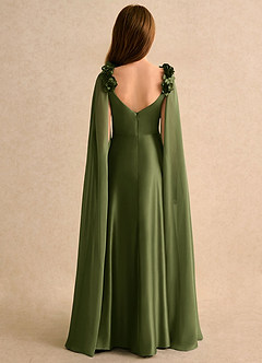 Azazie Rosita Girls Formal Flower Girl Klänningar Klä A-Line i Stretch Satin Plisserad image2