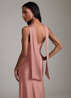 Azazie Cassiana Essayer des robes à la maison Robe Sirène en Satin extensible Plissée Bleu Ciel image4