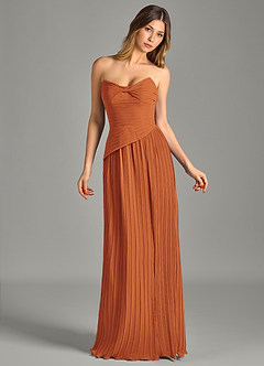 Azazie Becka Final Sale Cinnamon A-Line Strapless Chiffon Dress image4