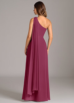 Azazie Tella Bridesmaid Dresses Mulberry A-Line One Shoulder Chiffon Dress image6