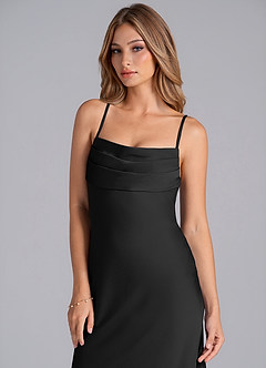 Azazie Seema Brudtärnklänningar Klä av Sjöjungfru i Stretch Satin Korsett Svart image2