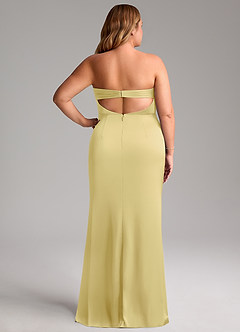 Azazie Leonis Bridesmaid Dresses Lemon Sorbet Mermaid Pleated Stretch Satin Convertible Dress image10