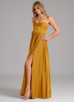 Azazie Tyla Bridesmaid Dresses Butterscotch A-Line Sweetheart Neckline Stretch Satin Dress image6