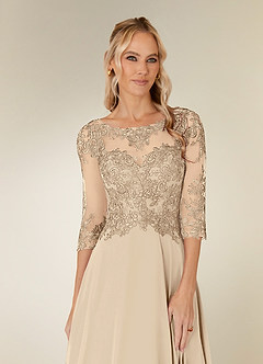 Azazie Monza Abiti per la Madre della Sposa Abito A-Line in Chiffon Pizzo Champagne image5