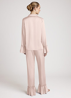 front Lichtgewicht satijnen pyjamaset met ruches