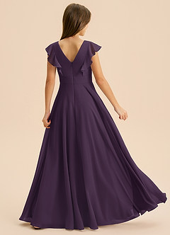 Azazie Anysa Junior Robe Trapèze en Mousseline de soie Rayé Prune image2