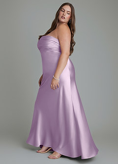 Azazie Saylor Vestidos de damas de honor Vestido Lila Esmerilada de Satén Elástico de Corte Sirena con Palabra de honor image13