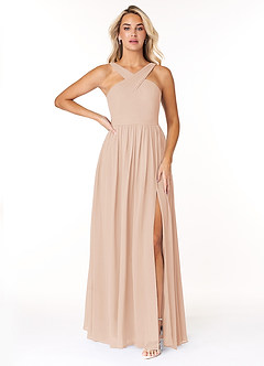 Azazie Elvira Bridesmaid Dresses English Rose A-Line Pleated Chiffon Dress image1