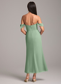 Azazie Saige Bridesmaid Dresses Matcha Sheath Off the Shoulder Chiffon Convertible Dress image5