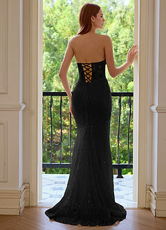 Orianthe Black Sheer Corset Sequin Embroidery Mermaid Prom Dress image2