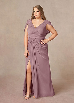 Azazie Luisa Abiti per la Madre della Sposa Abito Sirena in Maglia con Scollo a V a Pieghe Rosa Polverosa image9