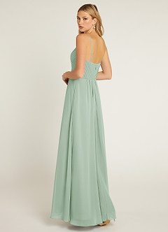 Azazie Shannon Bridesmaid Dresses Agave A-Line Pleated Chiffon Dress image5