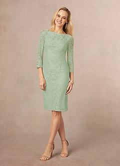 Azazie Madrid Final Sale Rust Sheath Lace Dress image2