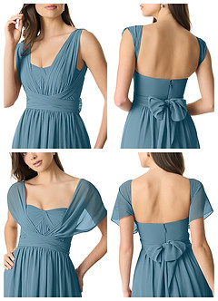 Azazie Olani Bridesmaid Dresses Bermuda A-Line One Shoulder Chiffon Convertible Dress image9