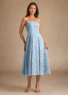 Azazie Lorain Mother of the Bride Dresses Sky Blue A-Line Pleated Floral Burnout Dress image7