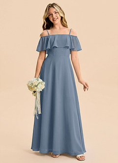 Azazie Maggie Junior Twilight A-Line Off the Shoulder Chiffon Dress image5
