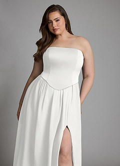 Azazie Cadence Bridesmaid Dresses White A-Line Corset Stretch Satin Convertible Dress image19